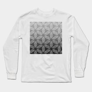 Japanese style wood carving pattern in gray Long Sleeve T-Shirt